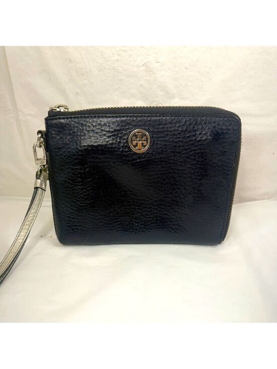 Tory Burch Handbags - Tory Burch Blue Pebbled Leather ROBINSON LARGE WRISTLET